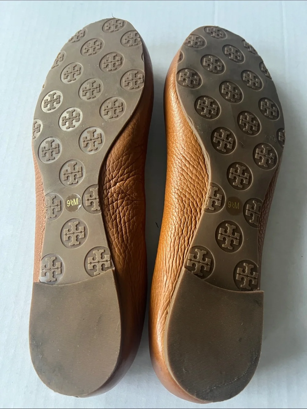 Tory Burch Minnie Travel Ballet Flats brown pebbled leather | Sz 9.5